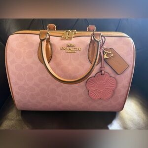 NWT Coach Powder Pink Large Rowan Satchel with Charms